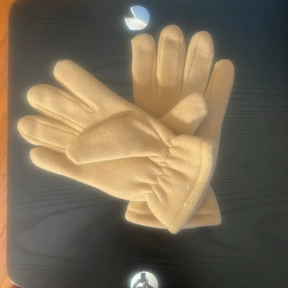Womens soft polyester fleeced lined brown gloves